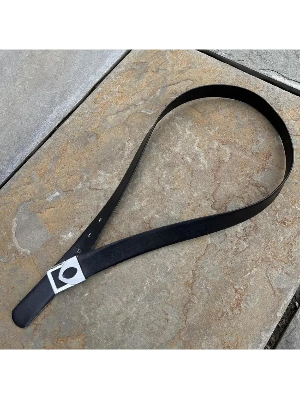 Vintage 80s Black Oil Tanned Steerhide Leather Belt